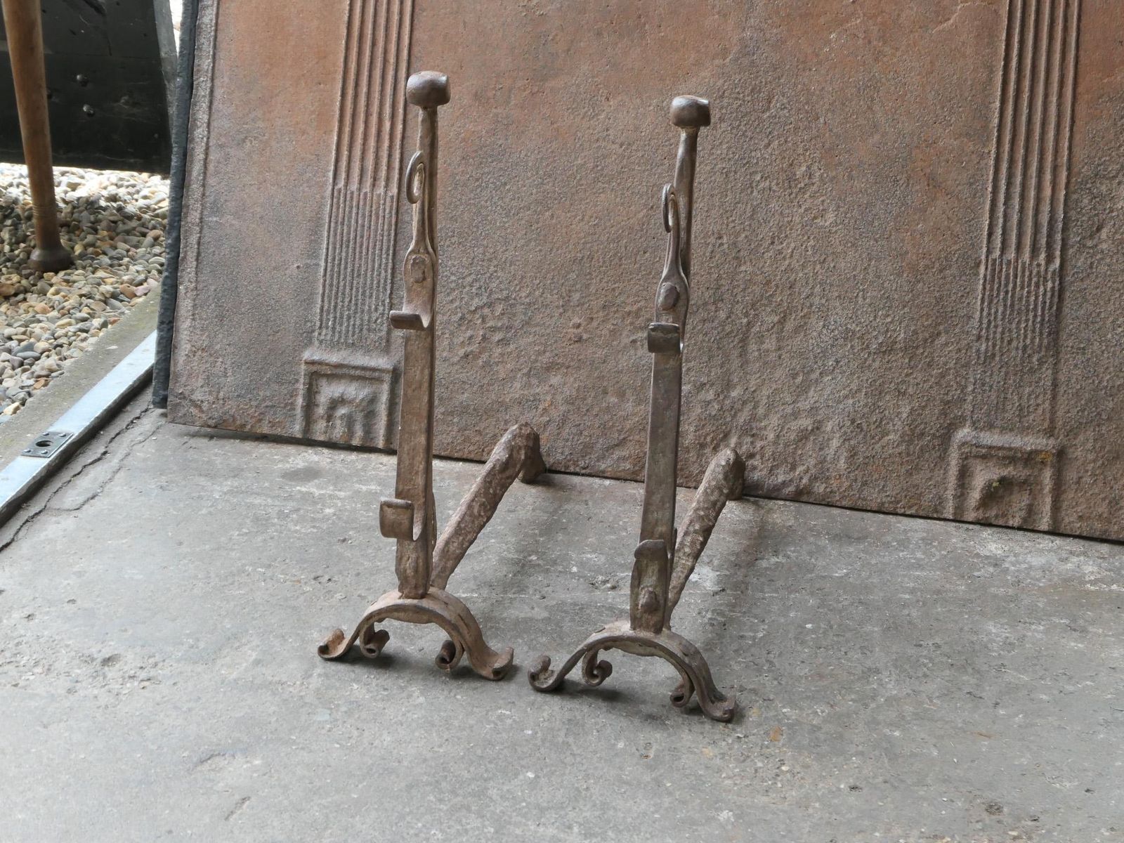17th Century French Gothic Period Andirons Or Firedogs photo for sale