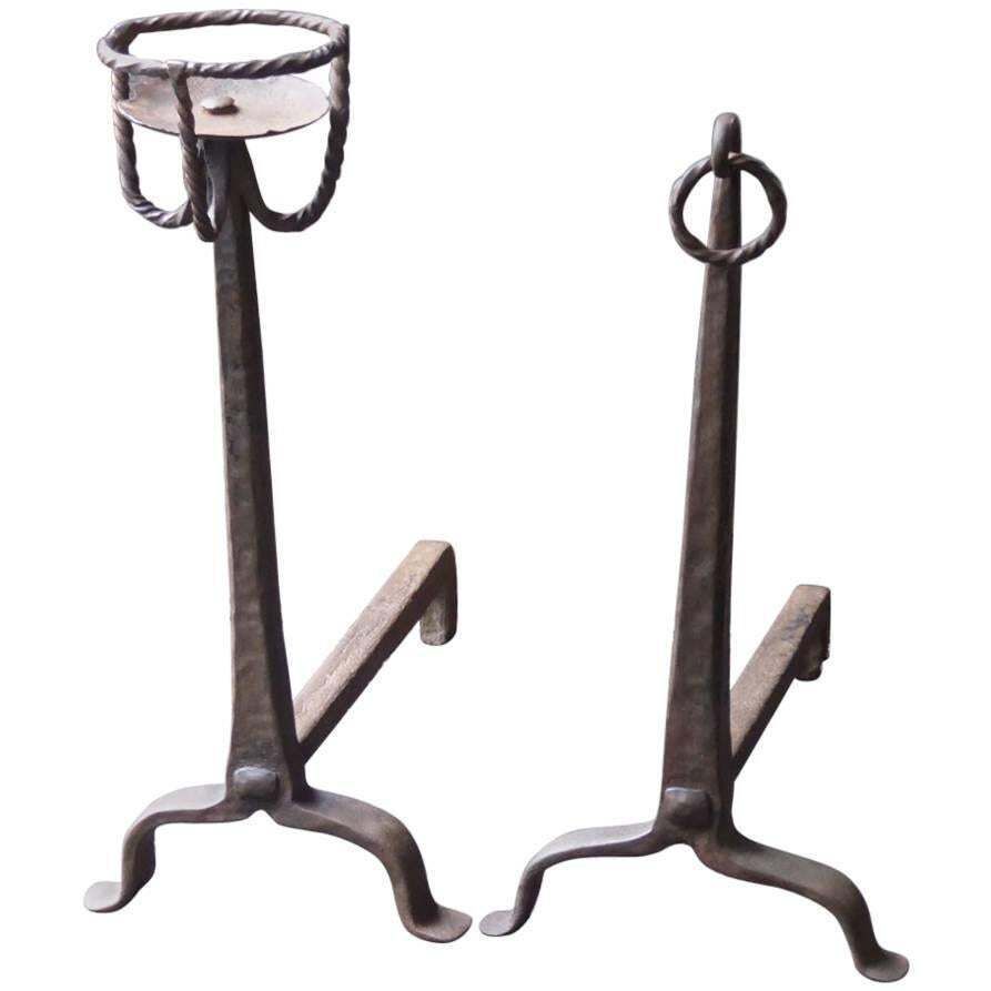 17th 18th Century Gothic Firedogs Or Andirons