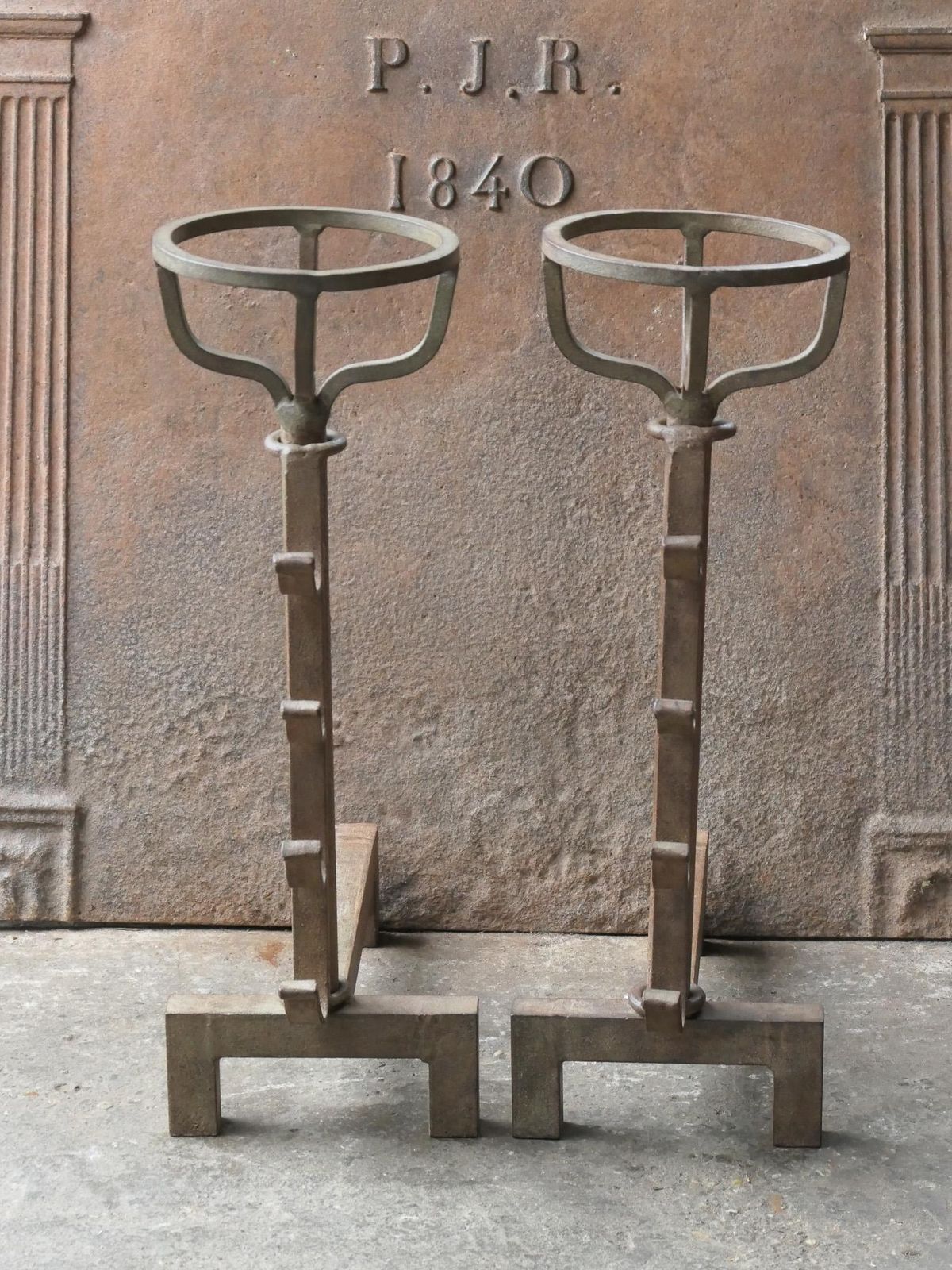 French Modernist Firedogs Or Andirons, 20th Century photo for sale