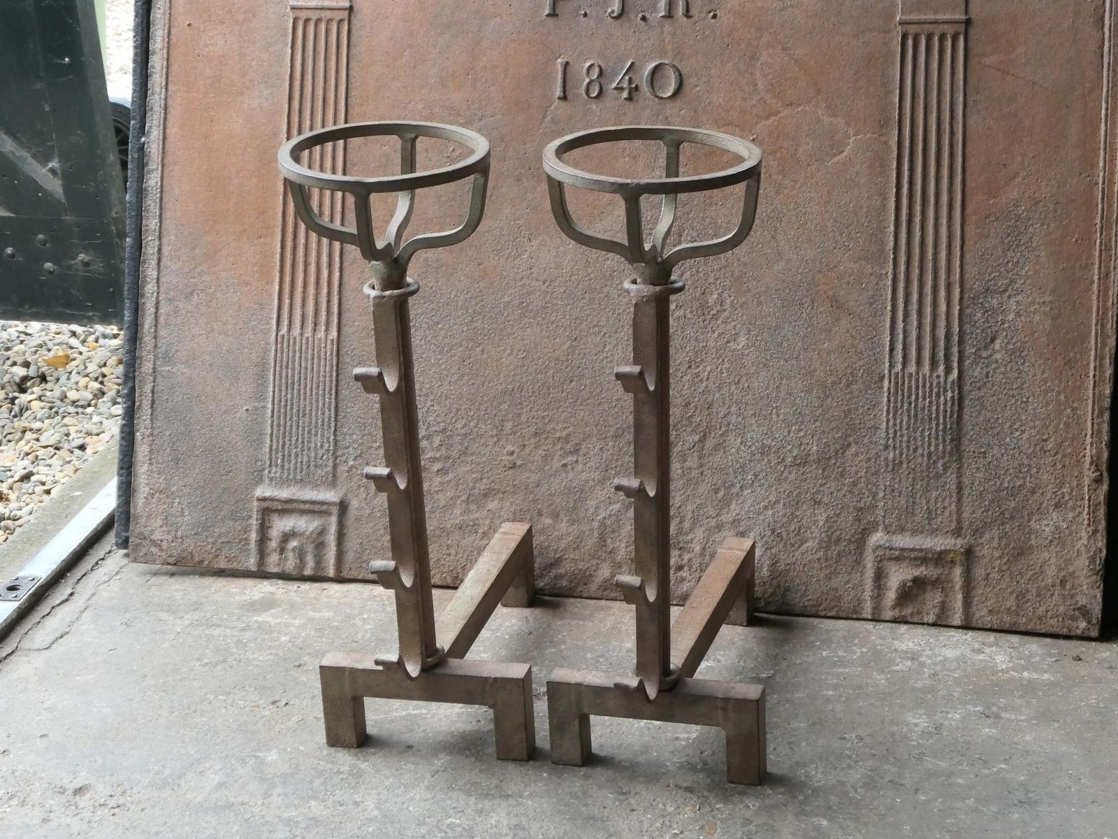 French Modernist Firedogs Or Andirons, 20th Century photo vinterior