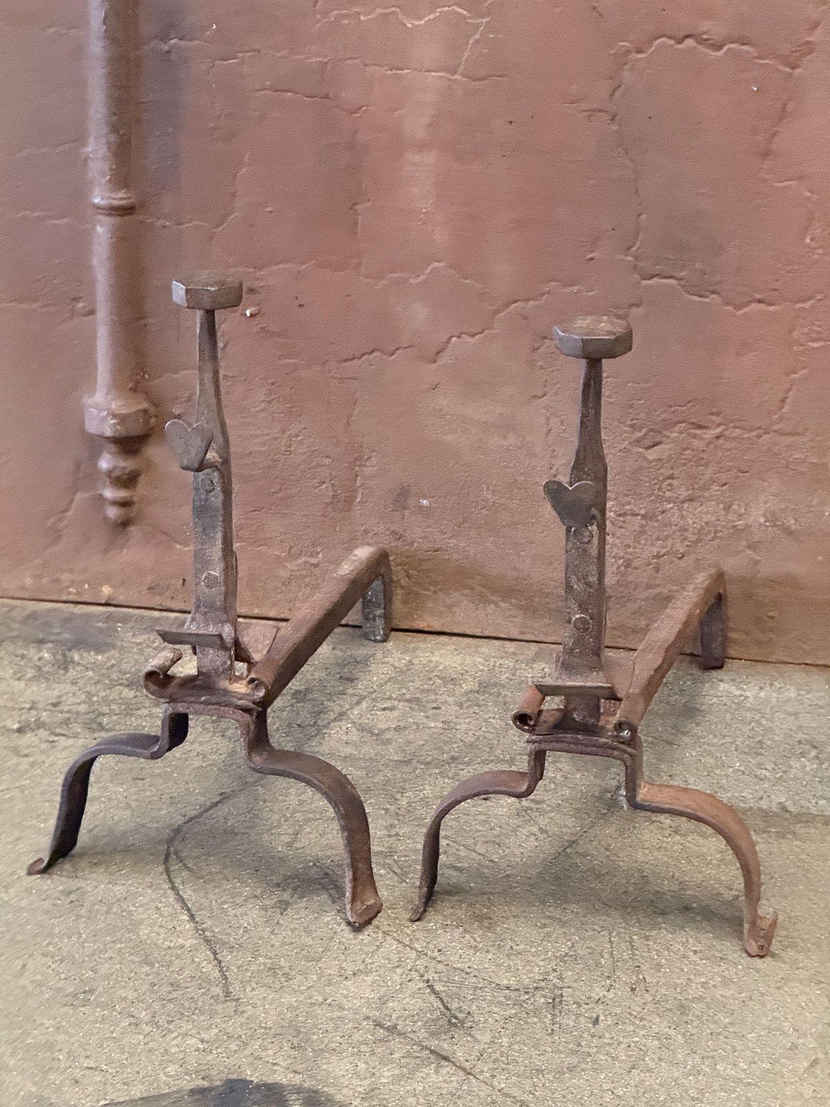 French Louis XV Andirons Or Firedogs, 18th Century Period photo for sale