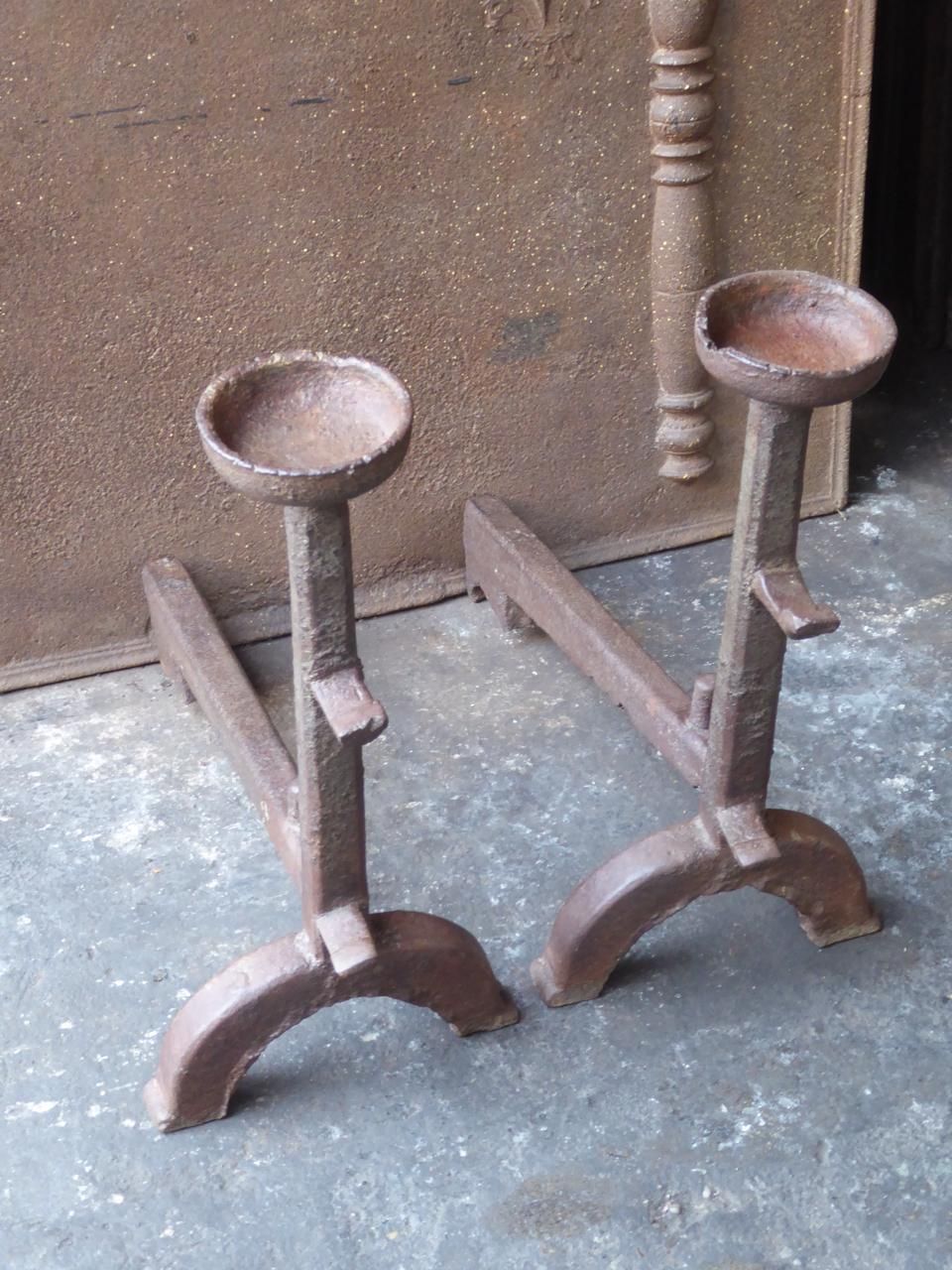 17th Century French Gothic Andirons Or Firedogs photo Home Fixtures