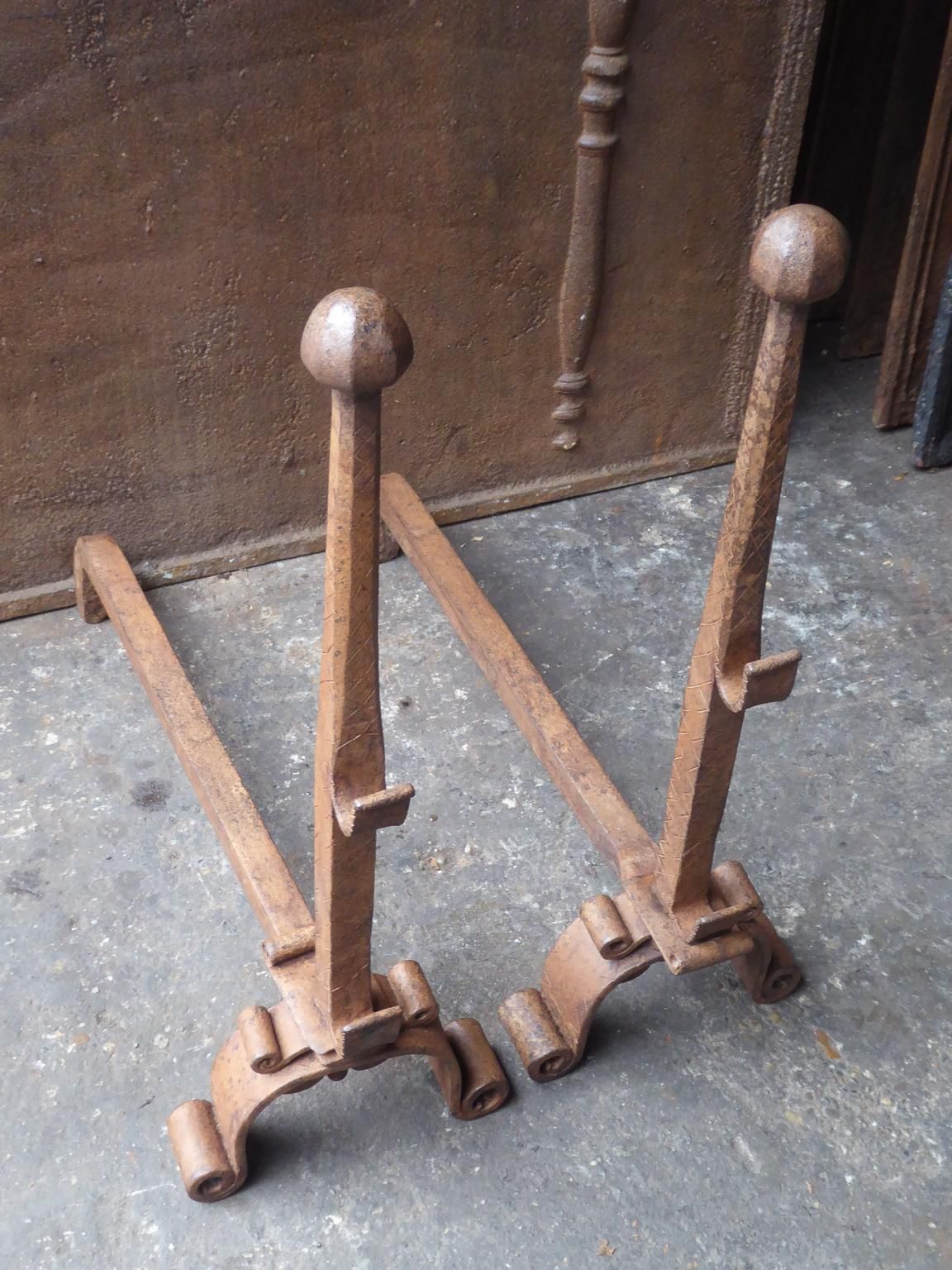 18th 19th Century French Louis XV Andirons Or Firedogs photo for sale