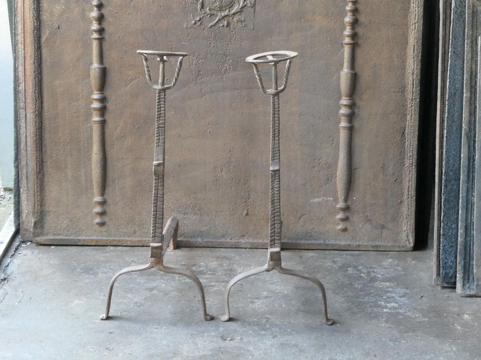 17th Century French Louis XIII Period Andirons, Firedogs, Landiers photo Home Fixtures
