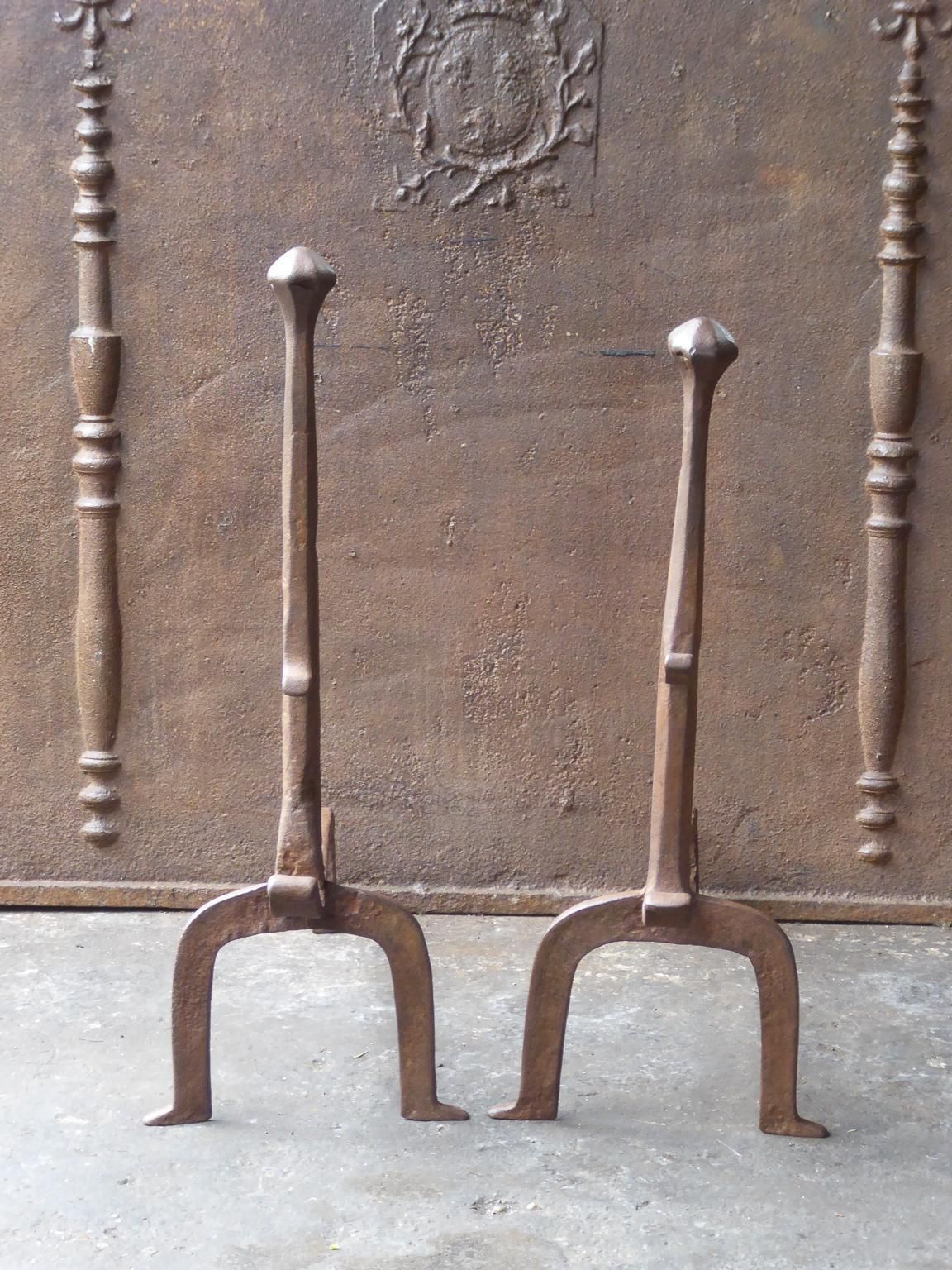 17th 18th Century French Gothic Andirons Or Firedogs photo furniture
