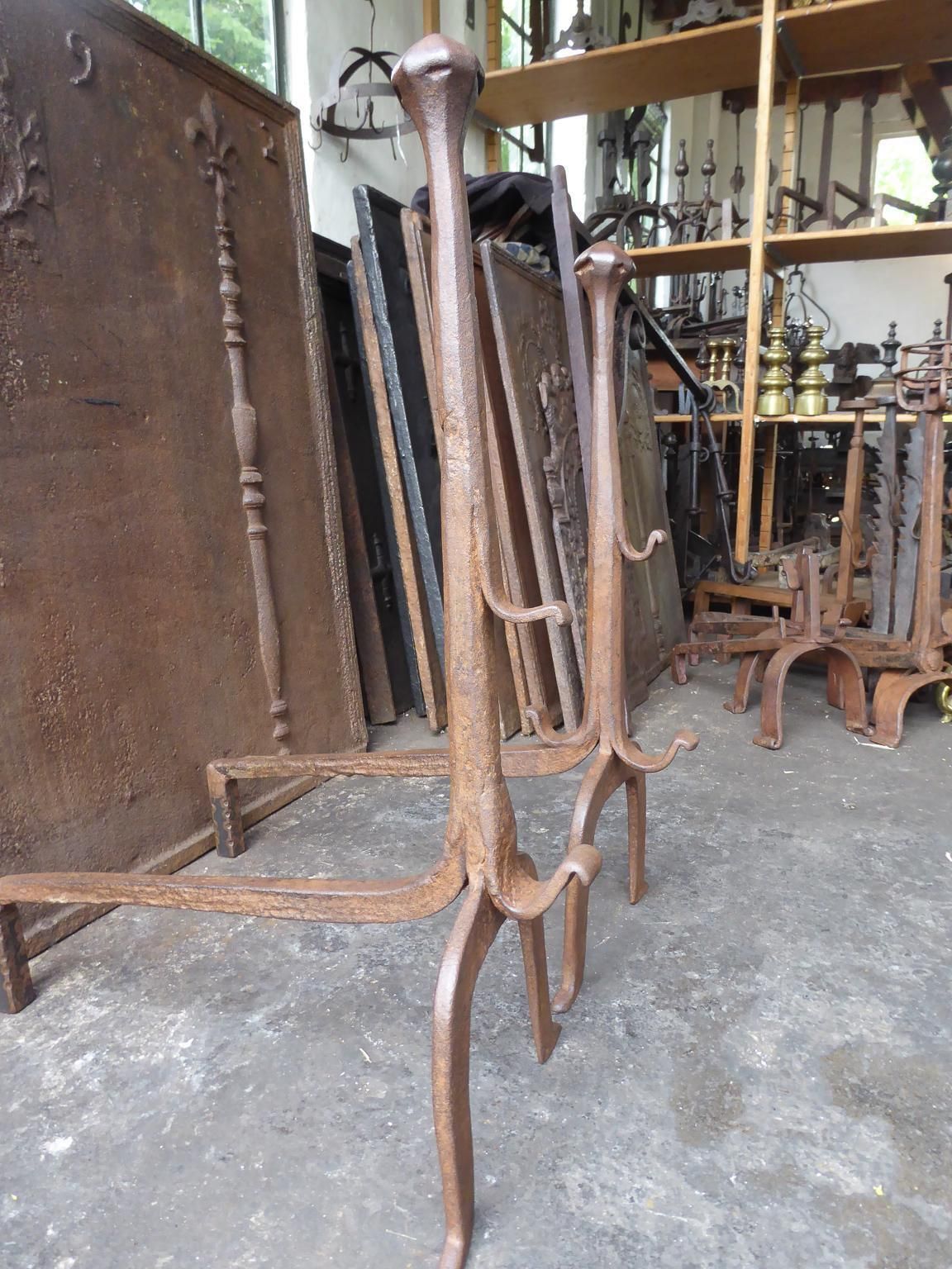 Home Fixtures 17th 18th Century French Gothic Andirons Or Firedogs photo