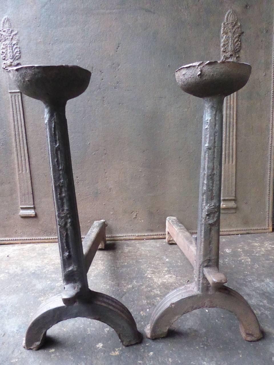 Large French Gothic Andirons Or Firedogs photo Home Fixtures
