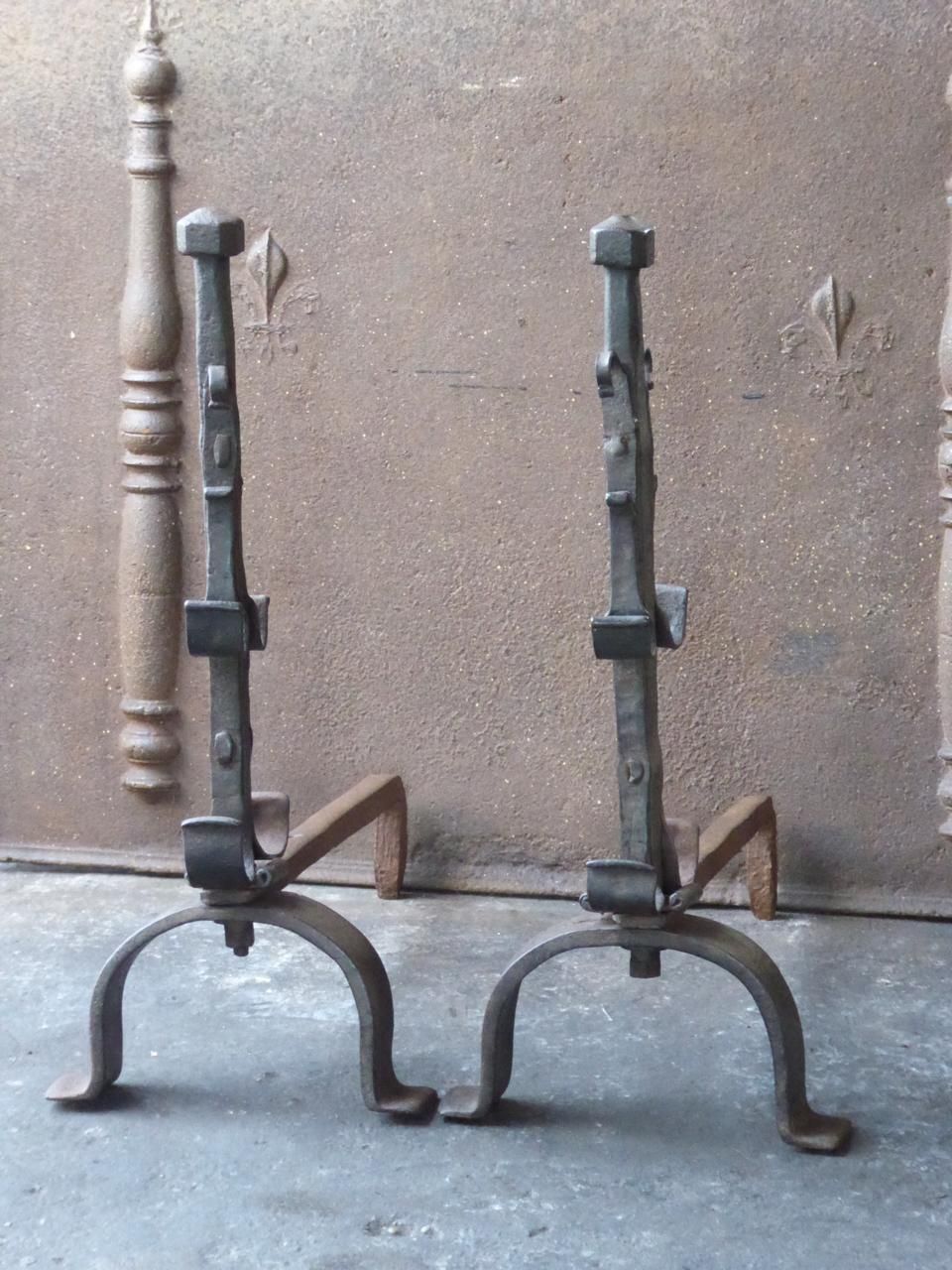 Antique French Gothic Style Andirons Or Firedogs photo furniture