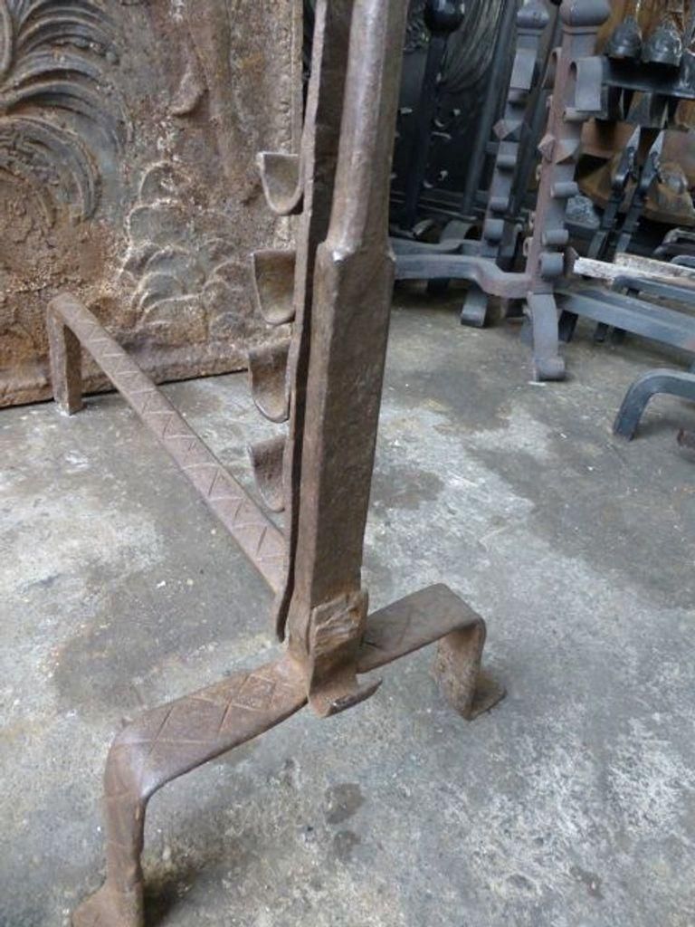 Large 18th Century French 'Marriage' Andirons, Firedogs photo for sale