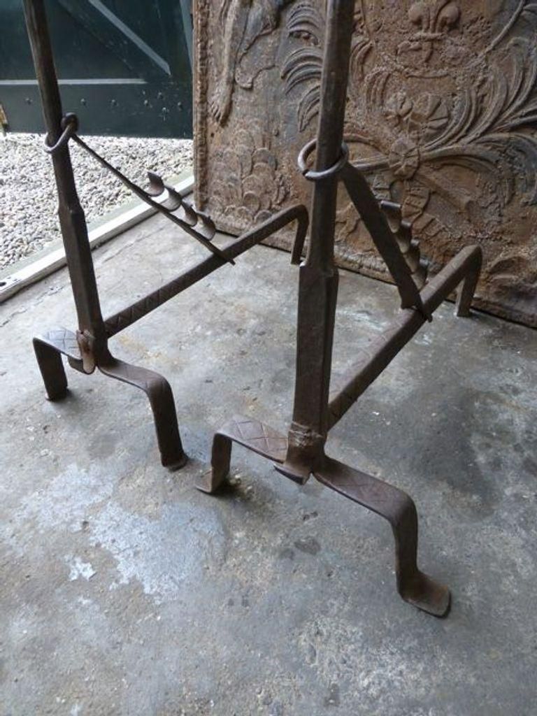 Large 18th Century French 'Marriage' Andirons, Firedogs photo buy