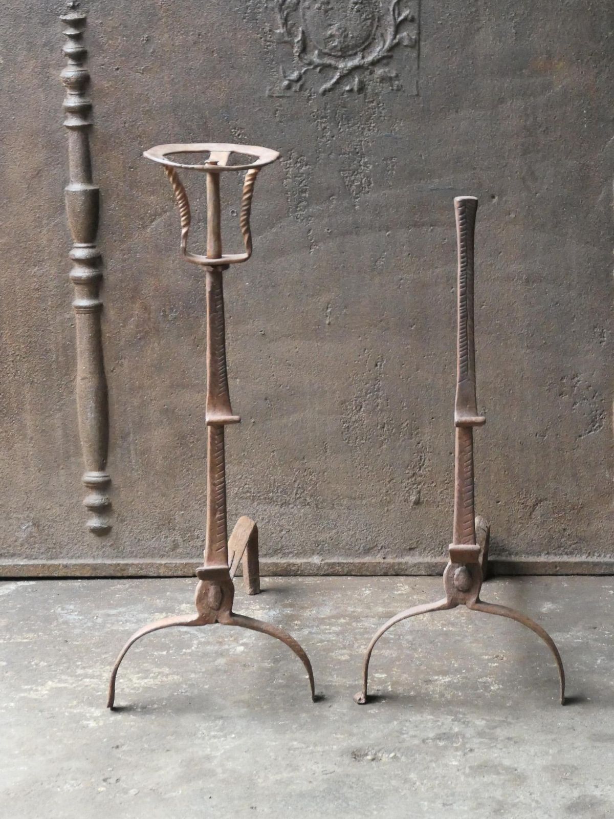 17th Century French Louis XIII Period Andirons, Firedogs, Landiers photo furniture