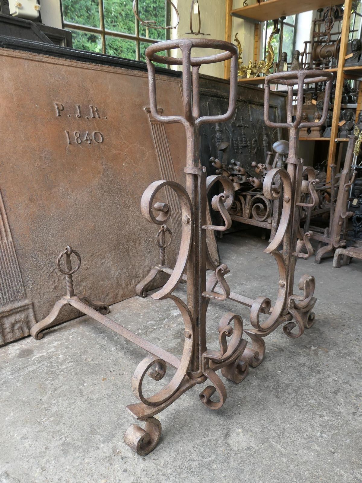 Large Antique French Napoleon III Andirons Or Firedogs, 19th Century photo Home Fixtures