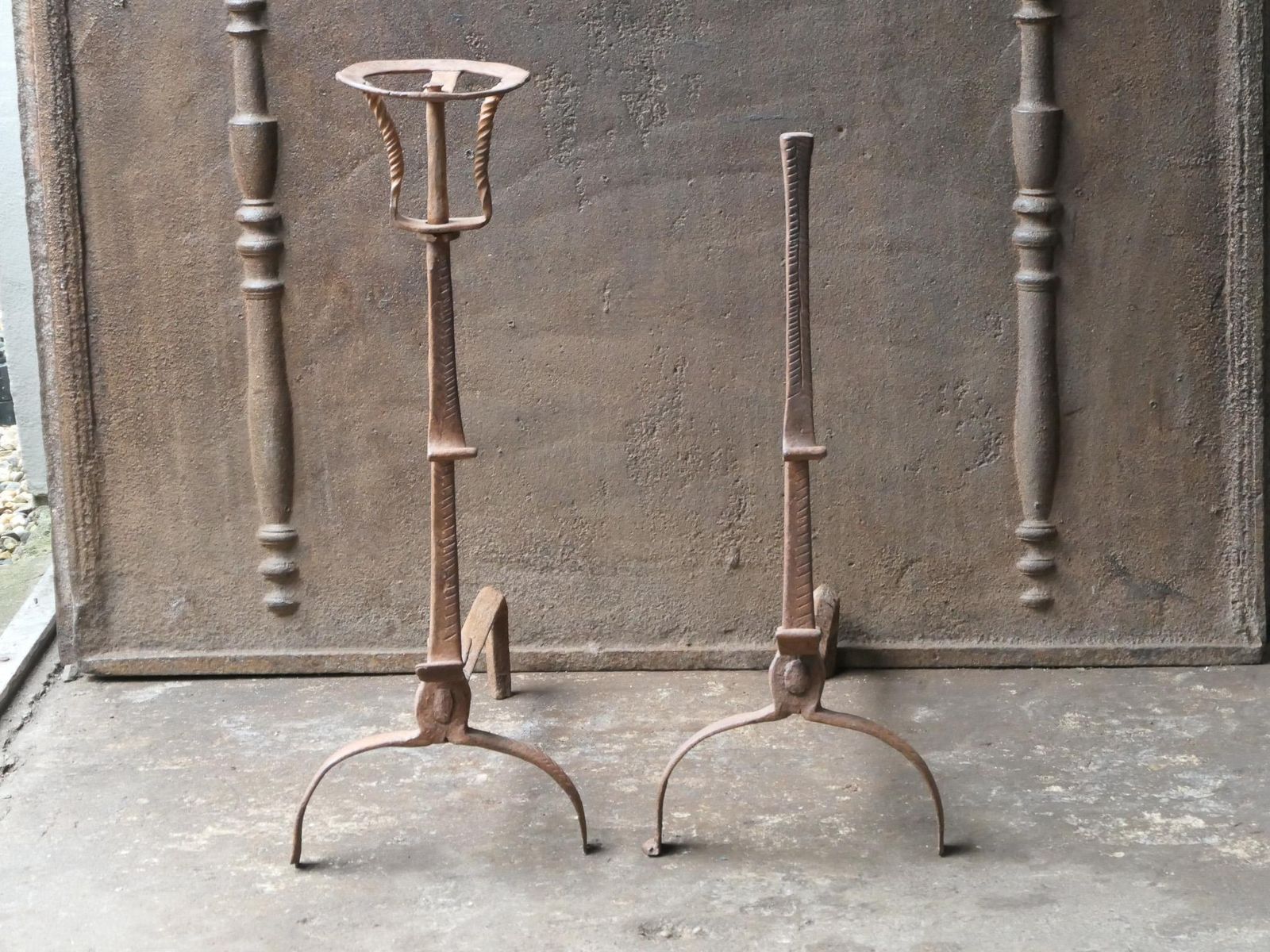 17th Century French Louis XIII Period Andirons, Firedogs, Landiers photo Home Fixtures