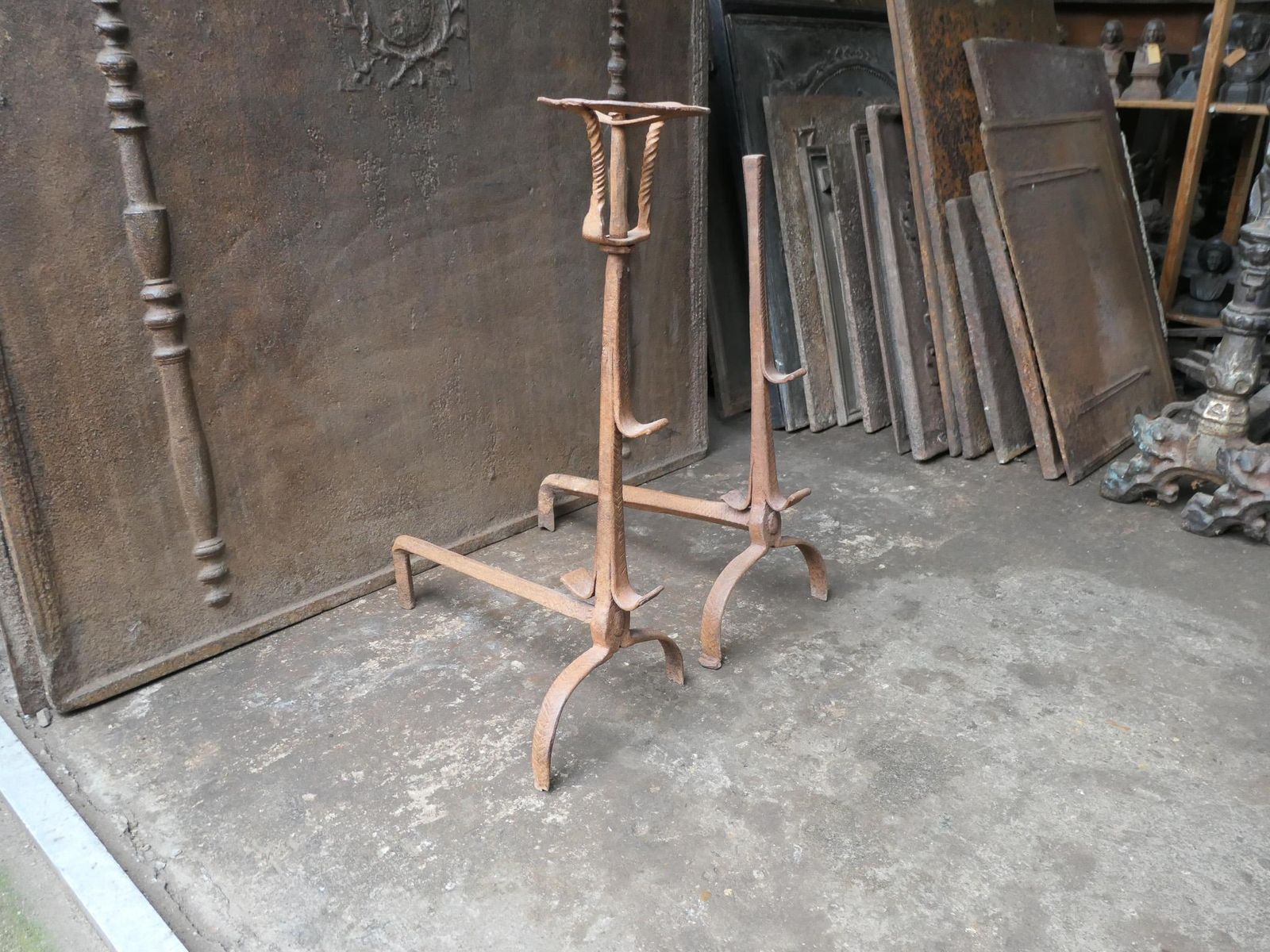 photo furniture 17th Century French Louis XIII Period Andirons, Firedogs, Landiers