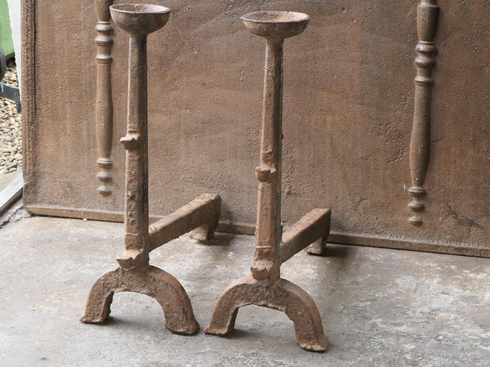 Large Antique Gothic Andirons Or Firedogs, 17th Century photo Home Fixtures