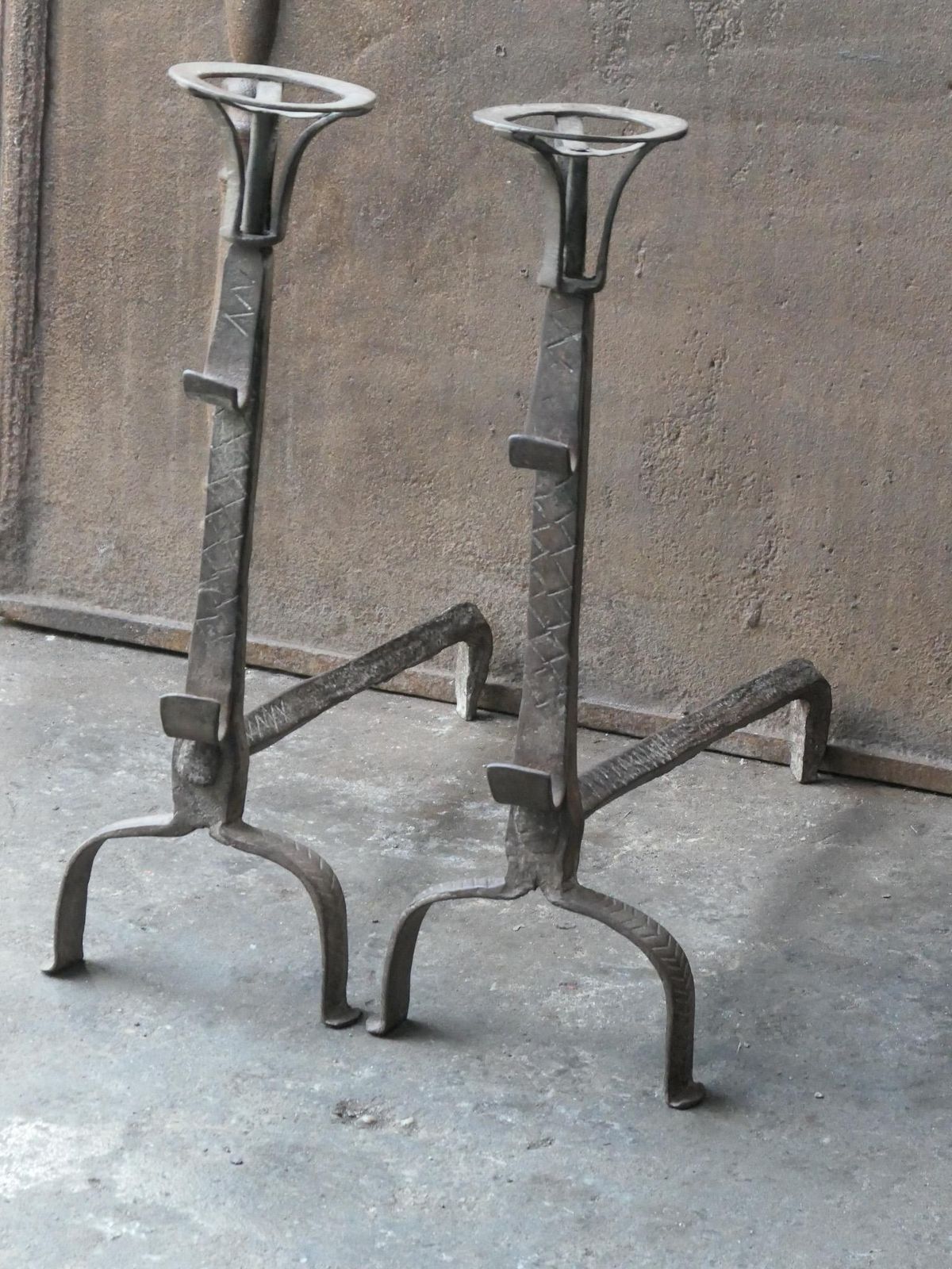 French 17th Century Gothic Period Andirons Or Firedogs photo Home Fixtures