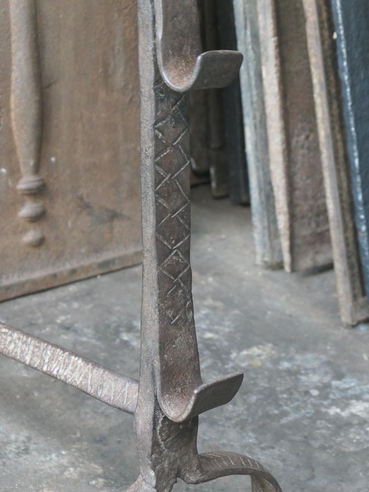 Home Fixtures French 17th Century Gothic Period Andirons Or Firedogs photo