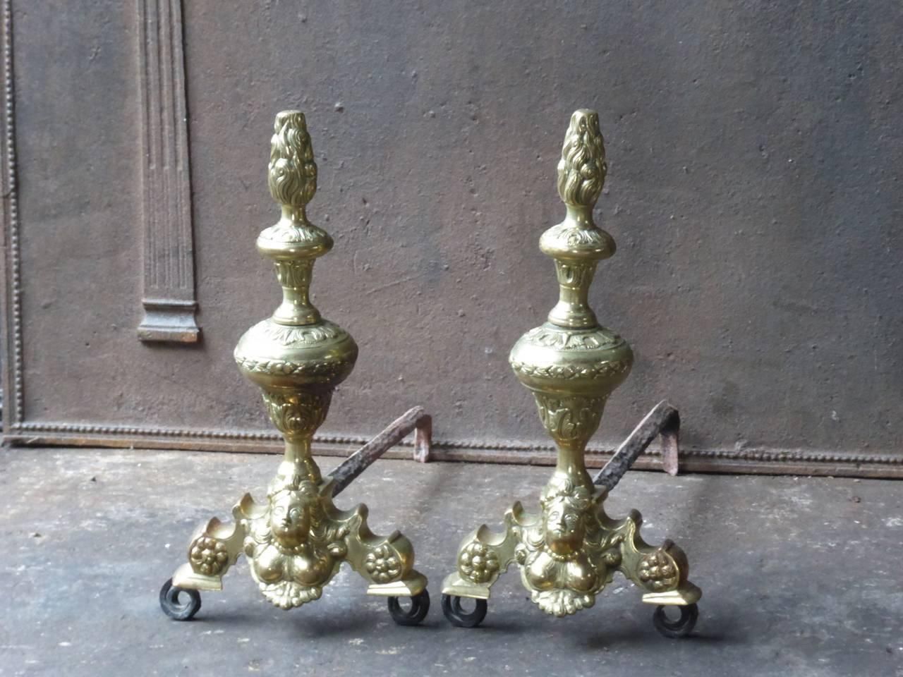 19th Century French Louis XIV Style Andirons Or Firedogs photo furniture