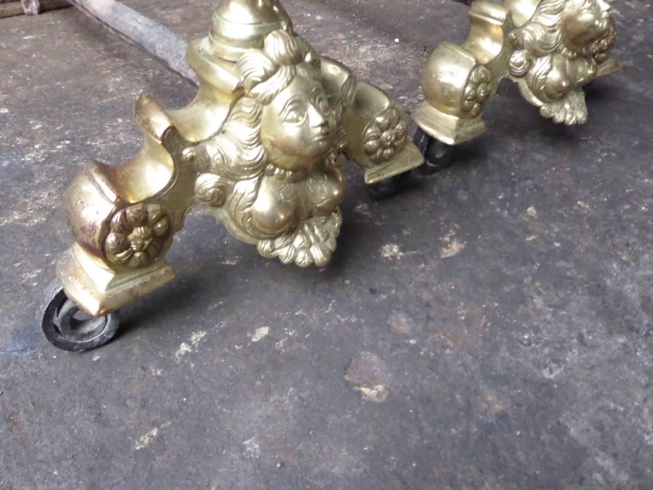 19th Century French Louis XIV Style Andirons Or Firedogs photo Home Fixtures
