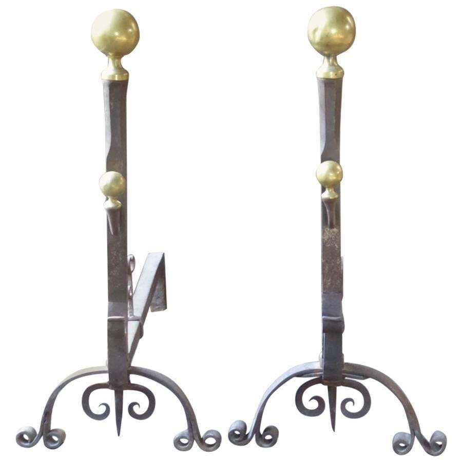 19th Century French Napoleon III Firedogs Or Andirons