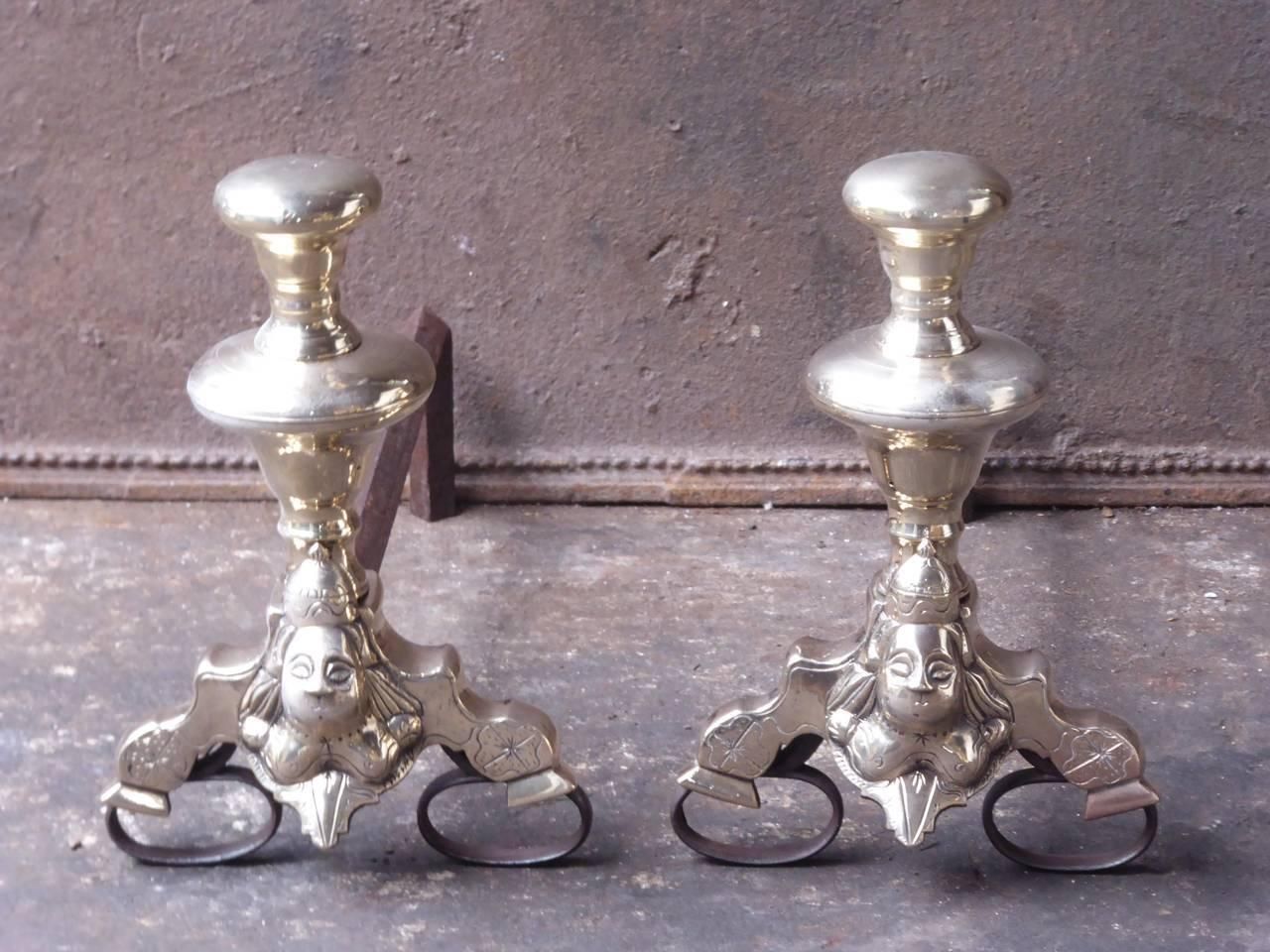 French Bronze Louis XIV Andirons, 17th Century, With Marmosets photo furniture