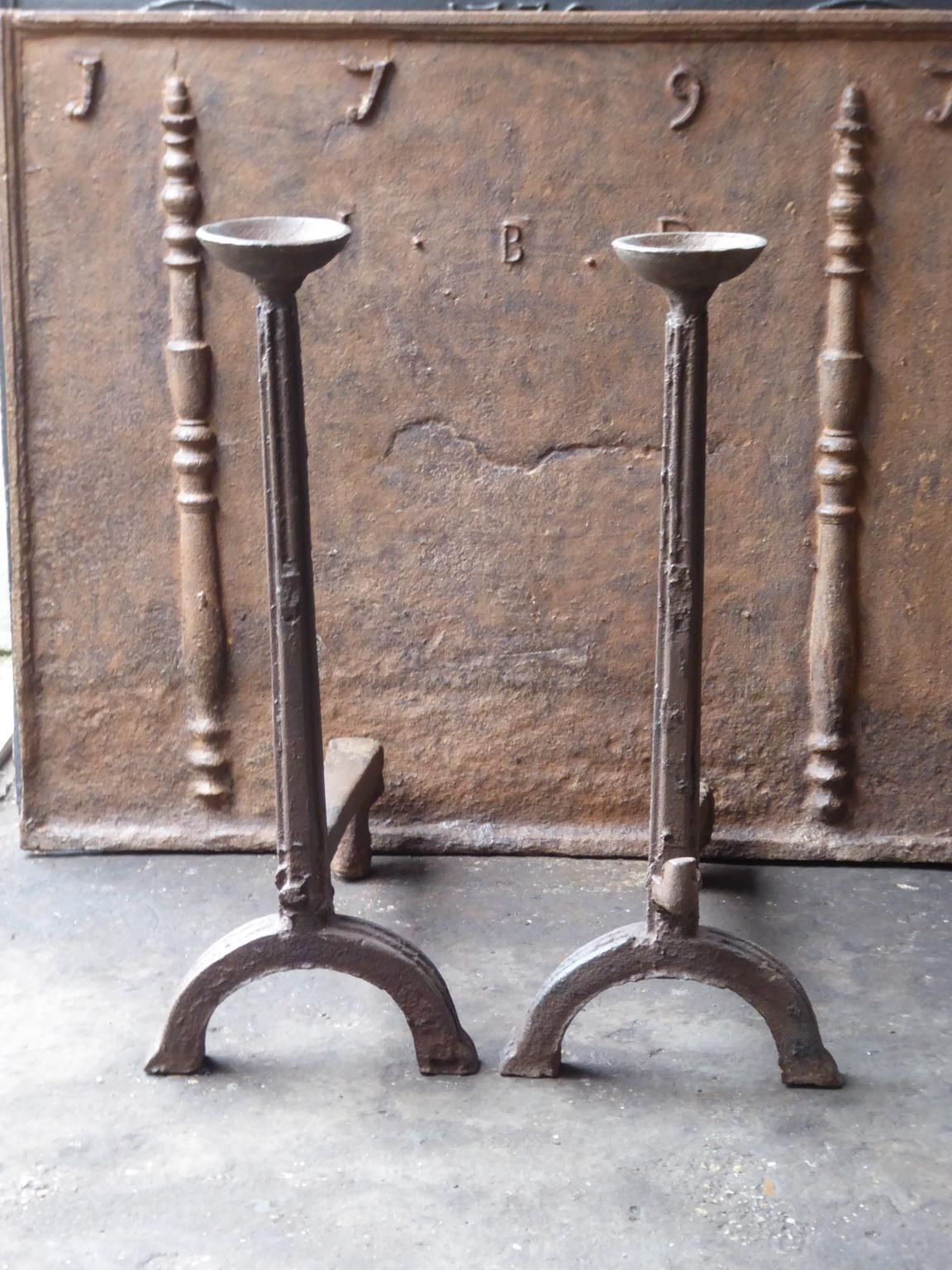 16th 17th Century French Gothic Andirons Or Firedogs photo furniture