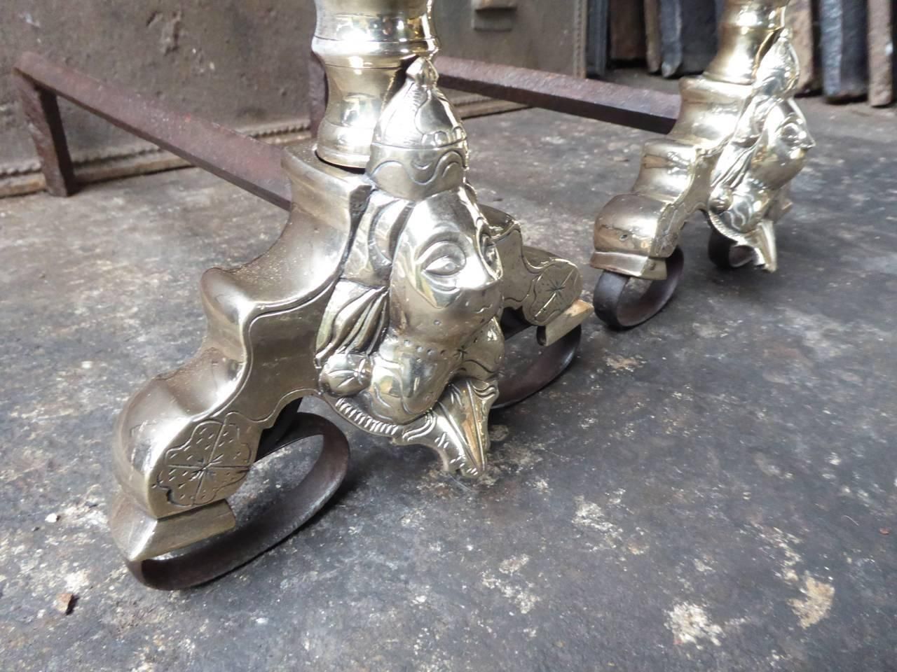 French Bronze Louis XIV Andirons, 17th Century, With Marmosets photo 917.0