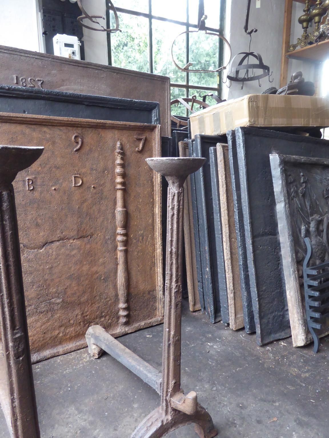 16th 17th Century French Gothic Andirons Or Firedogs photo vinterior
