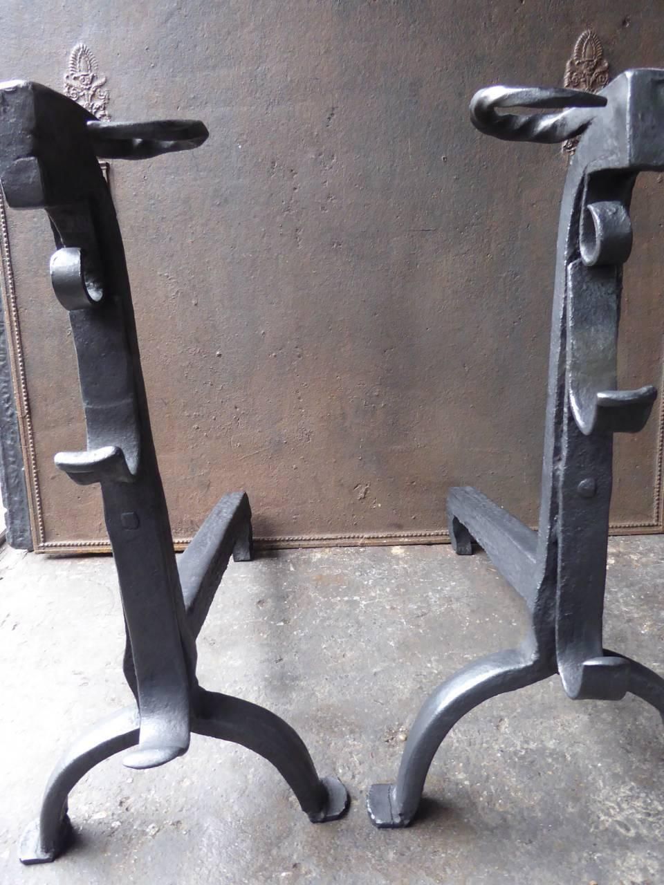 Large French Gothic Firedogs Or Andirons, 16th Century photo vinterior