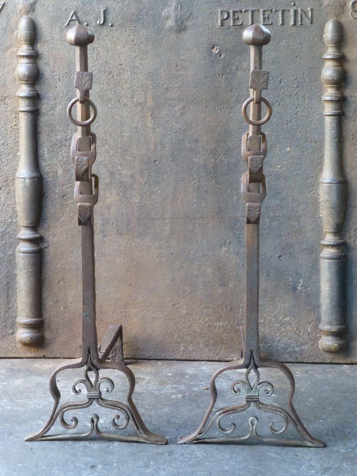 19th Century Large French Andirons, Firedogs photo furniture