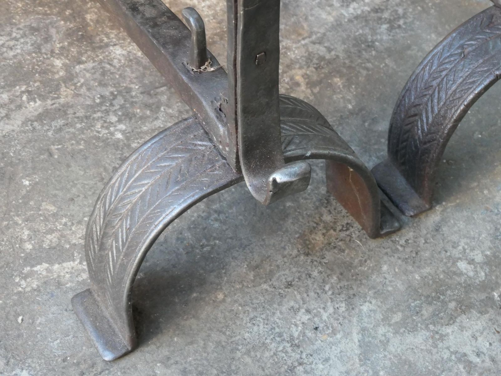 photo for sale Large French Gothic 'Bull's Head' Andirons Or Firedogs, 17th Century