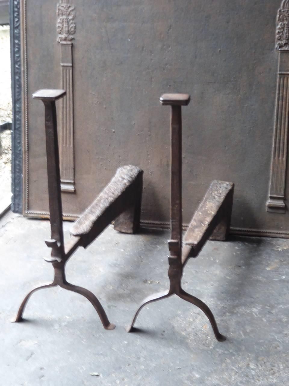 17th Century Magnificent French Gothic Firedogs Or Andirons photo furniture
