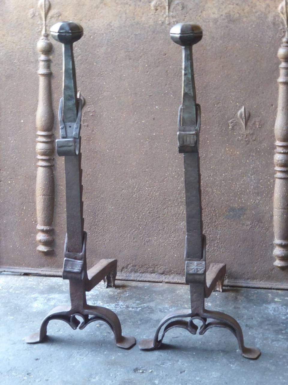 17th Century French Gothic Andirons Or Firedogs photo furniture