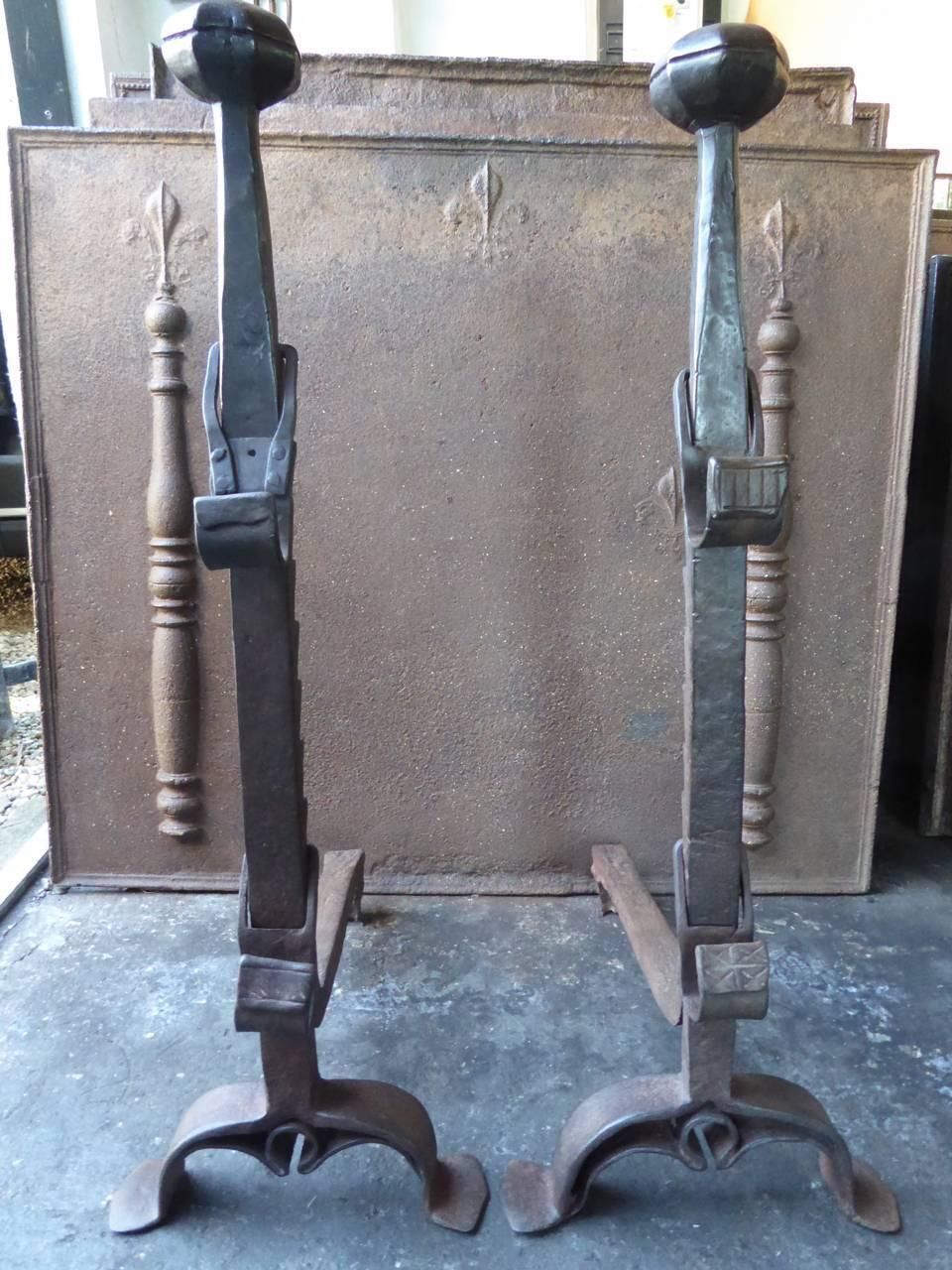17th Century French Gothic Andirons Or Firedogs photo for sale