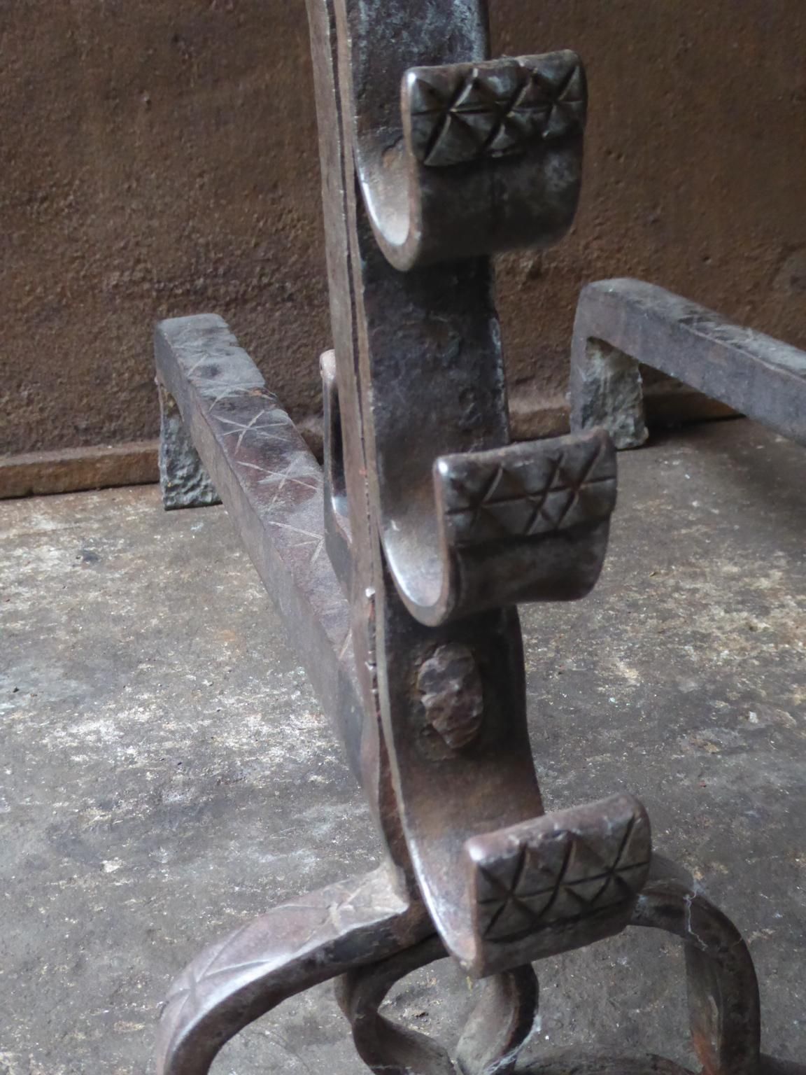 Beautiful 17th Century French Louis XIII Andirons Or Firedogs photo buy