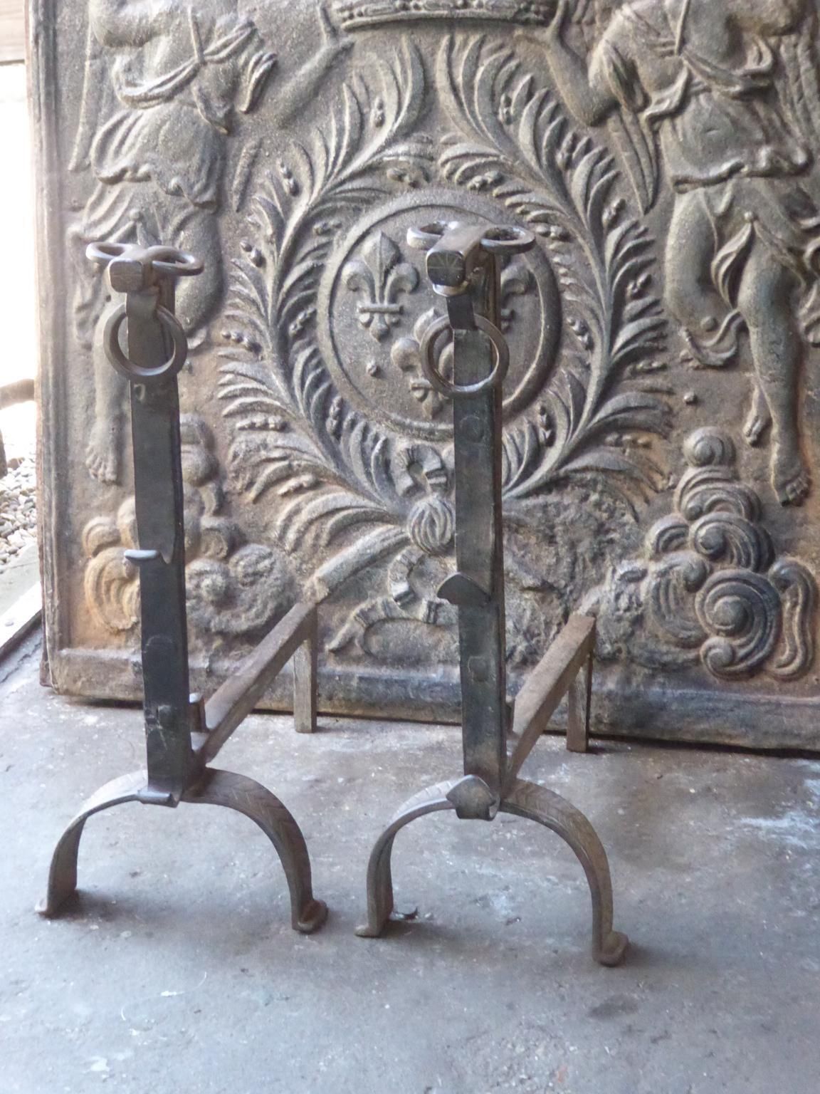 Beautiful 17th Century French Gothic Andirons Or Firedogs photo for sale