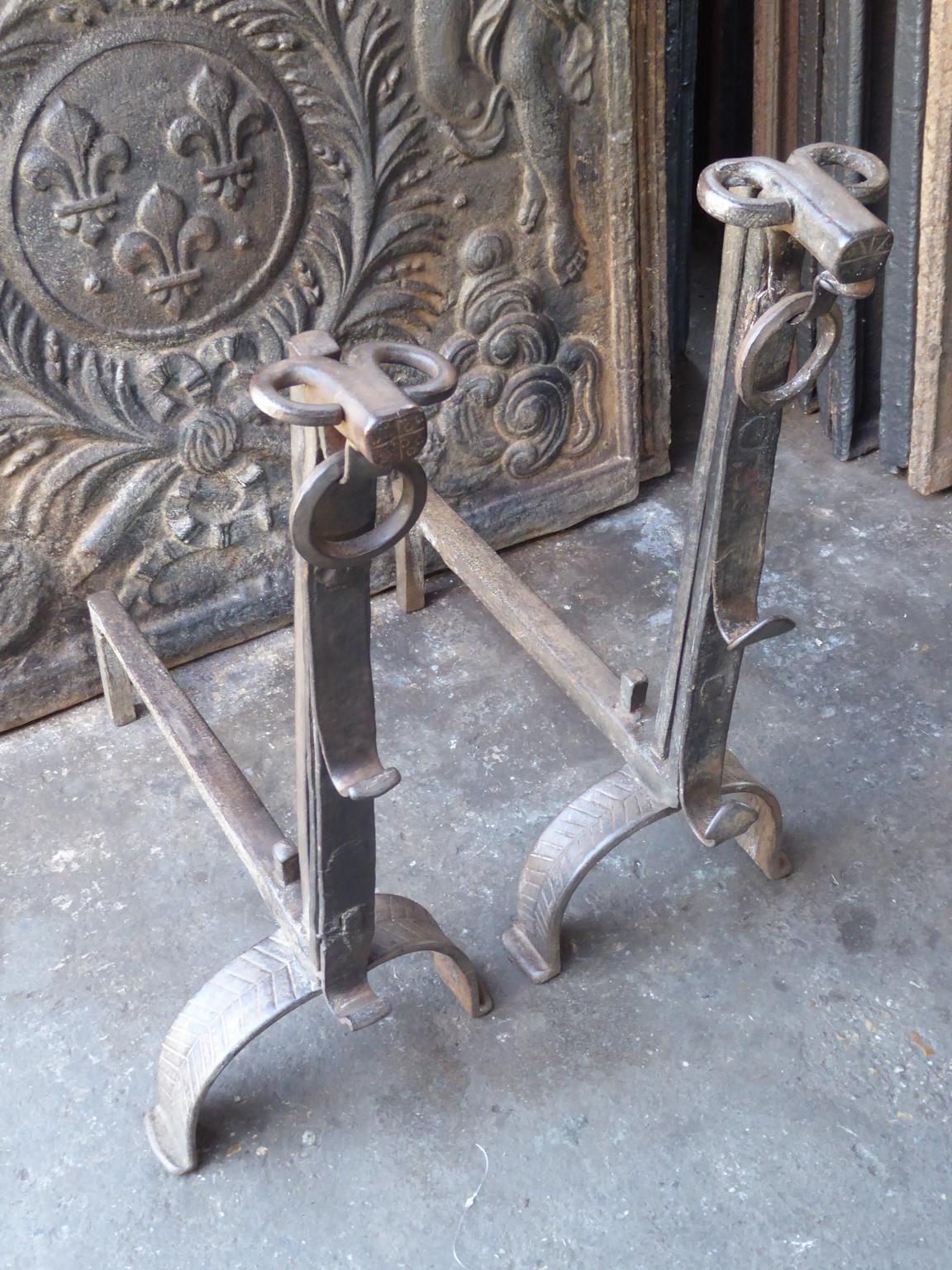 Beautiful 17th Century French Gothic Andirons Or Firedogs photo 1088.0