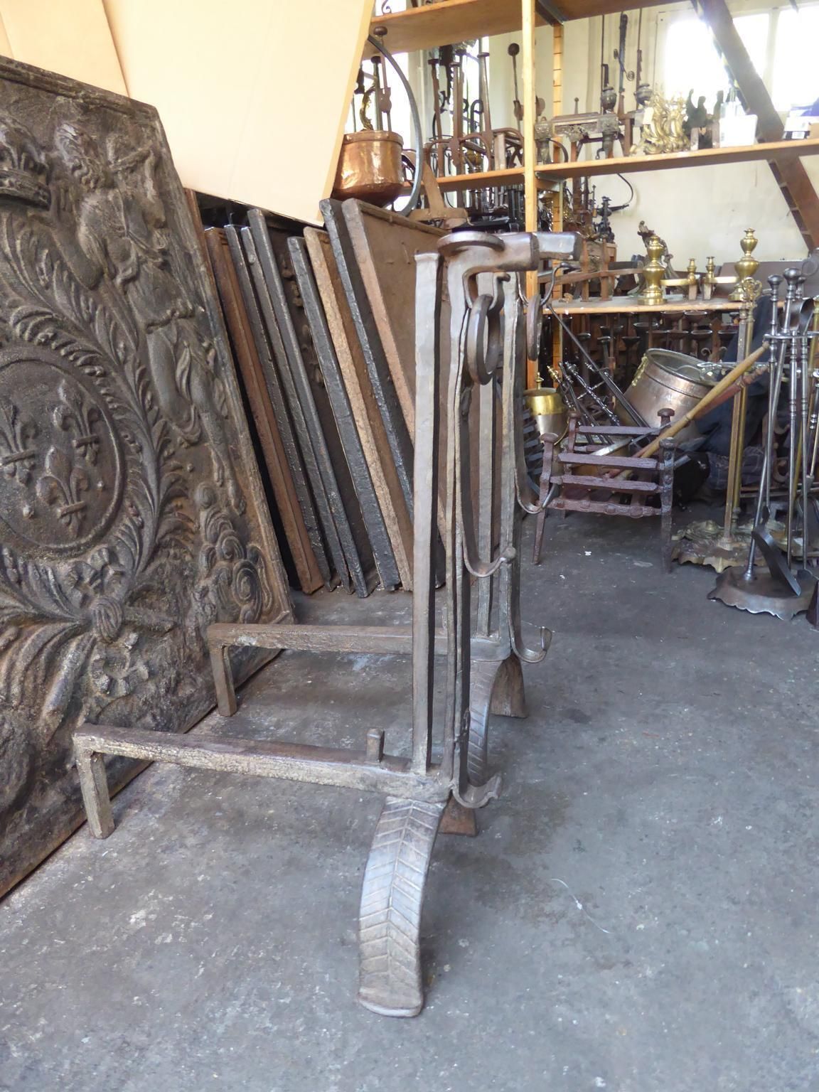 Beautiful 17th Century French Gothic Andirons Or Firedogs photo vinterior