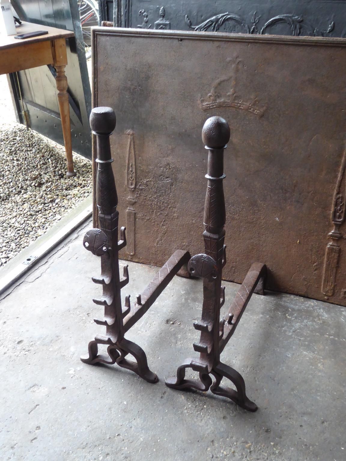 Beautiful 17th Century French Louis XIII Andirons Or Firedogs photo Home Fixtures