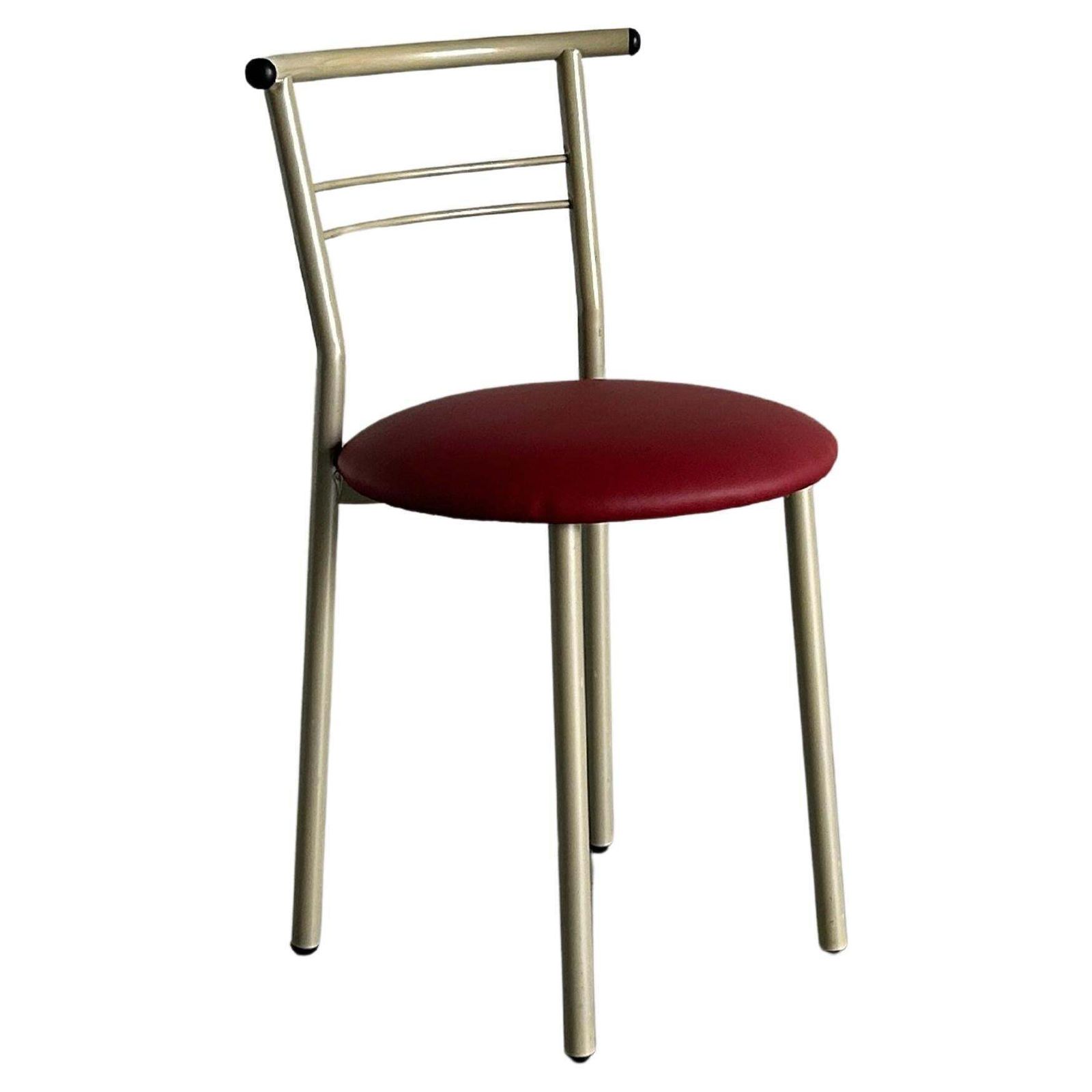 Postmodern Memphis Style Chair With Red Faux Leather Upholstery, 1980s Italy