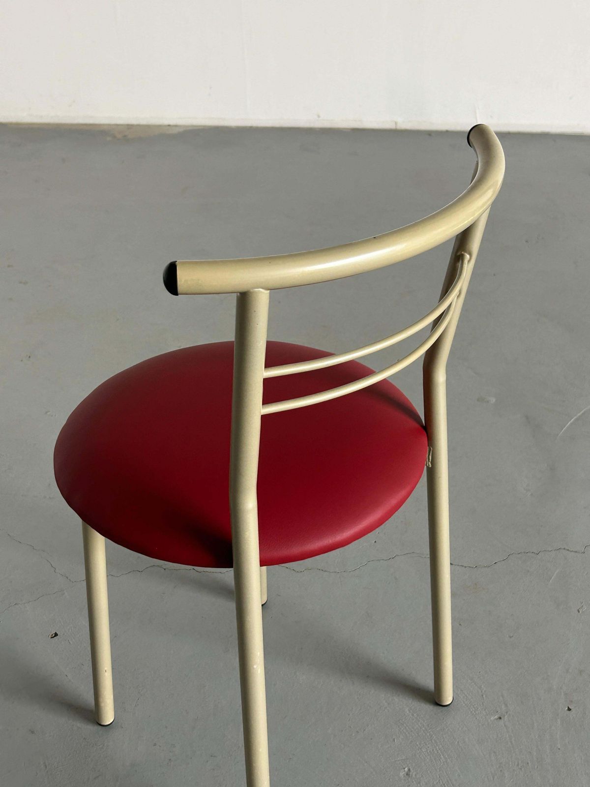 Postmodern Memphis Style Chair With Red Faux Leather Upholstery, 1980s Italy photo buy