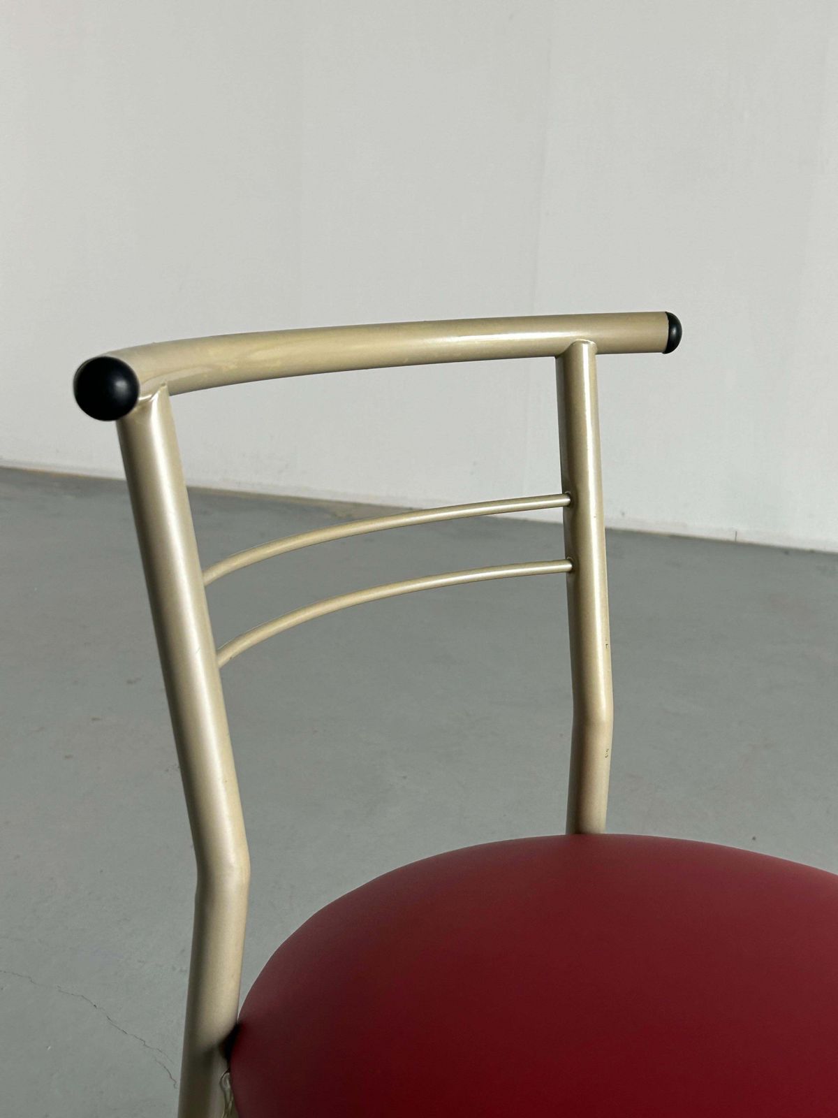 Postmodern Memphis Style Chair With Red Faux Leather Upholstery, 1980s Italy photo vintage