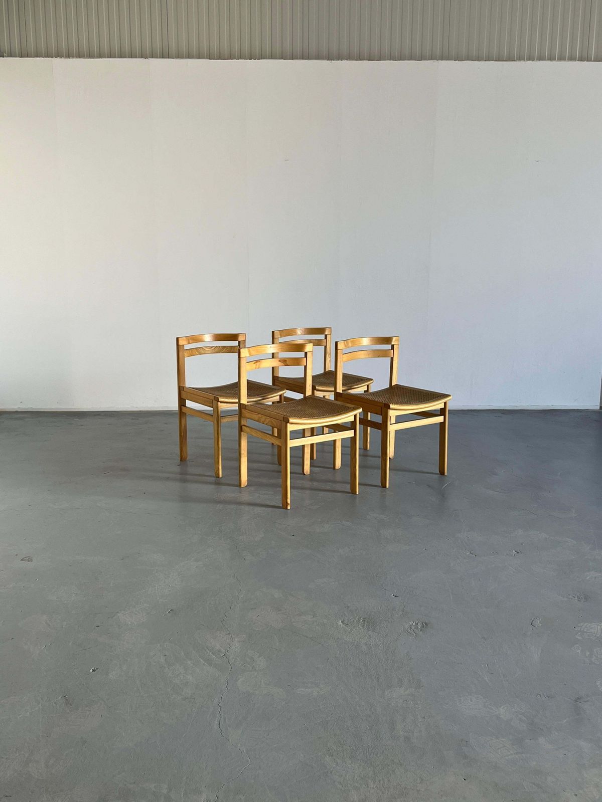 Set Of 4 Mid Century Modern Constructivist Wooden Dining Chairs In Beech, 1960s photo furniture