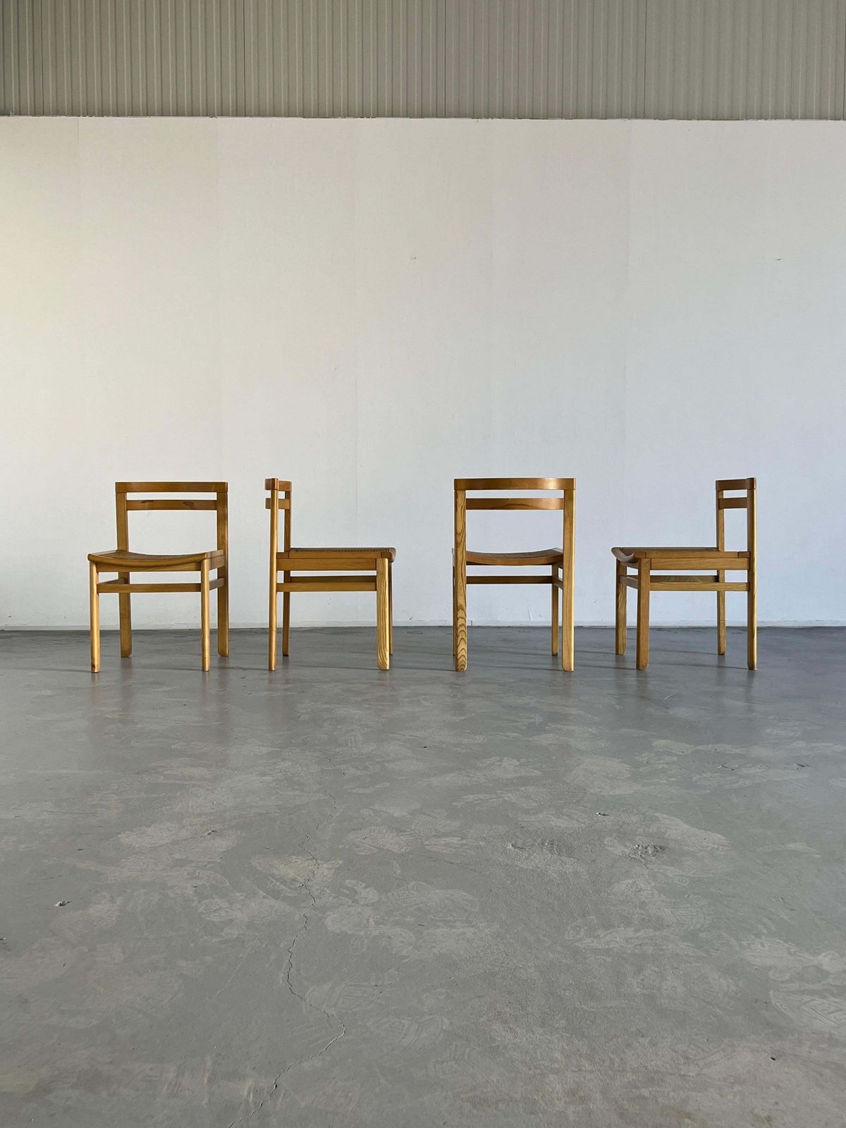 Set Of 4 Mid Century Modern Constructivist Wooden Dining Chairs In Beech, 1960s photo vinterior