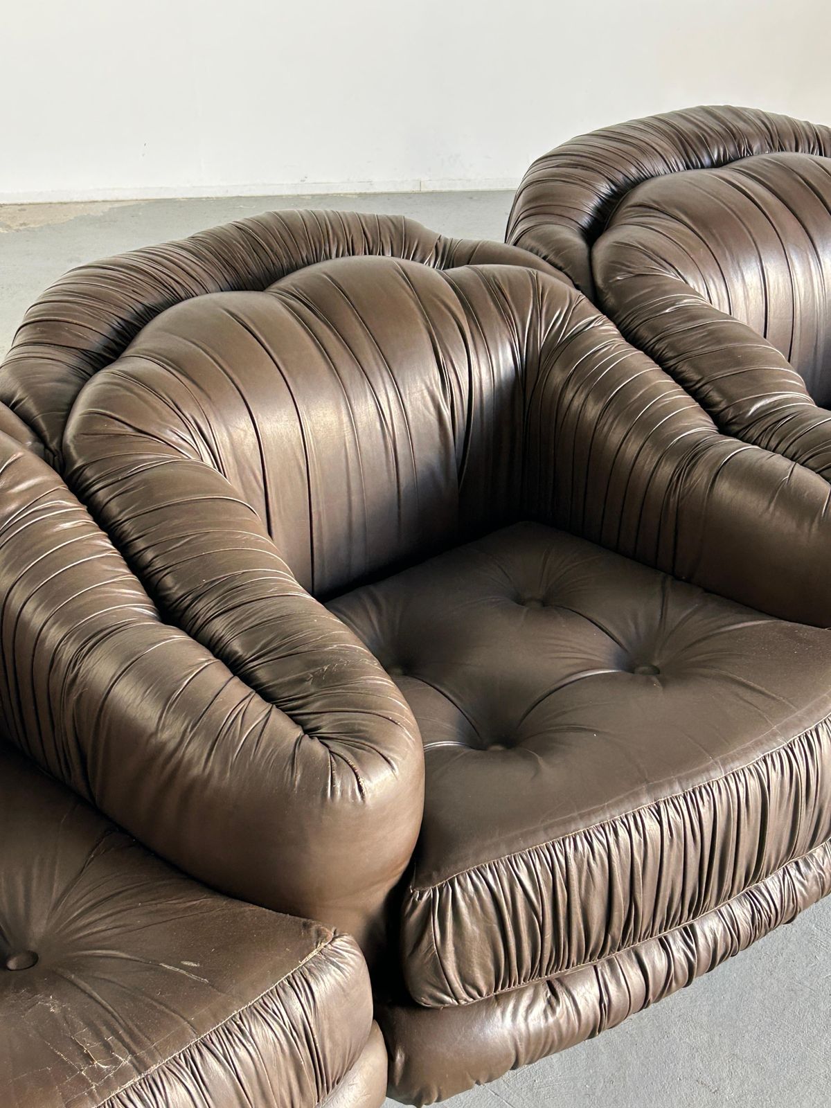 photo furniture Three Seater Sofa In Dark Brown Leather By Axel Di Pietrobon, 1970s Italy