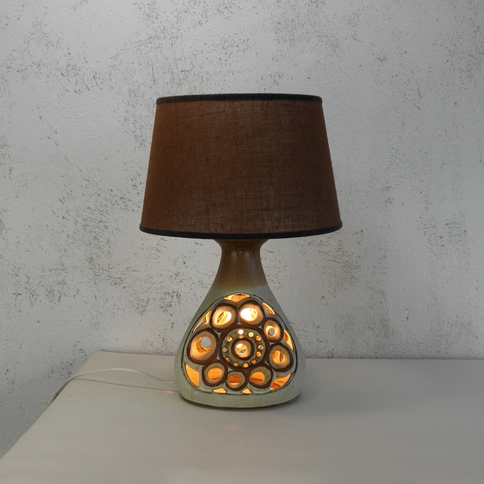 Vintage Mid Century Abstract Brutalist Studio Shelf Pottery Lamp Shade #102803 photo furniture