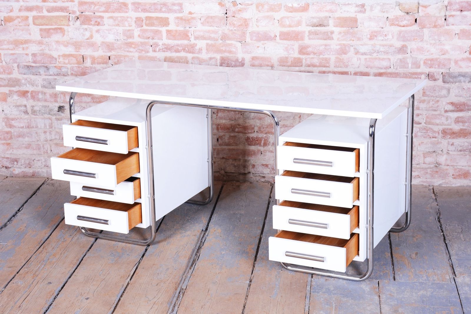 Restored Bauhaus Writing Desk, By Marcel Breuer For Thonet, Chrome, Czech, 1930s photo 3950.0