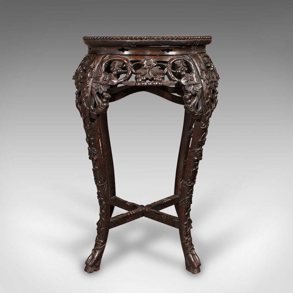 Antique Chinese Carved Jardinière Stand, Hardwood Planter Table, Victorian, 1870 photo furniture