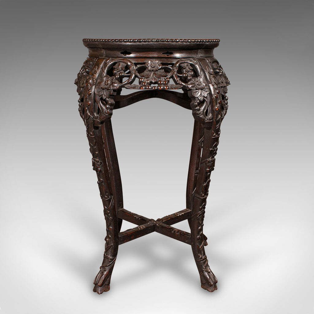 Antique Chinese Carved Jardinière Stand, Hardwood Planter Table, Victorian, 1870 photo Home Decor