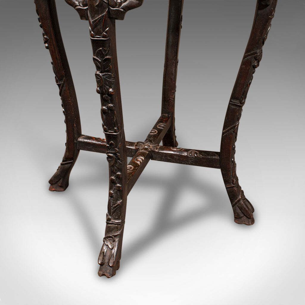 Home Decor Antique Chinese Carved Jardinière Stand, Hardwood Planter Table, Victorian, 1870 photo